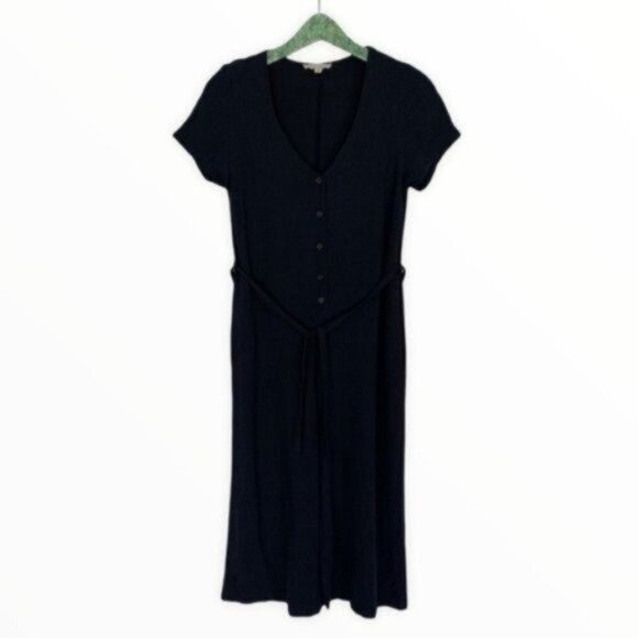 Grade & Gather Jumpsuit Small Navy Short Sleeve Cropped Linen Blend - Picture 1 of 8